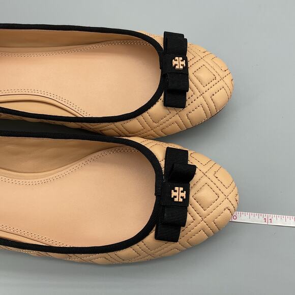 NEW Tory Burch Women’s Marion Quilted Leather Ballet Flats Light Oak Size 8M - Picture 7 of 10